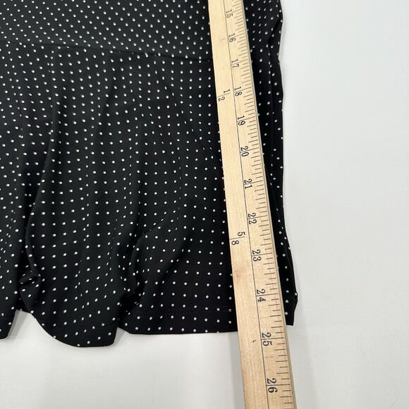 Chaps Skirt 1X Black White Polka Dot A-Line Jersey Knit Pull On Knee Length NEW - Picture 6 of 8